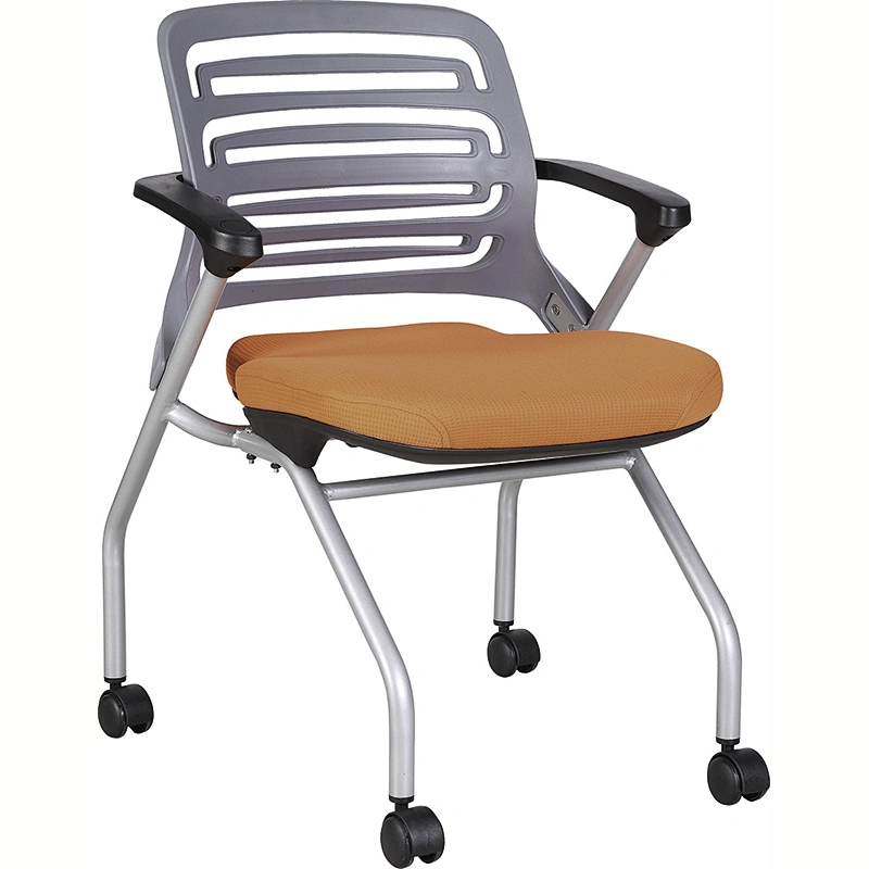 Stackable Training Chair with Plastic Back, Folding Reception Chair for Student Use