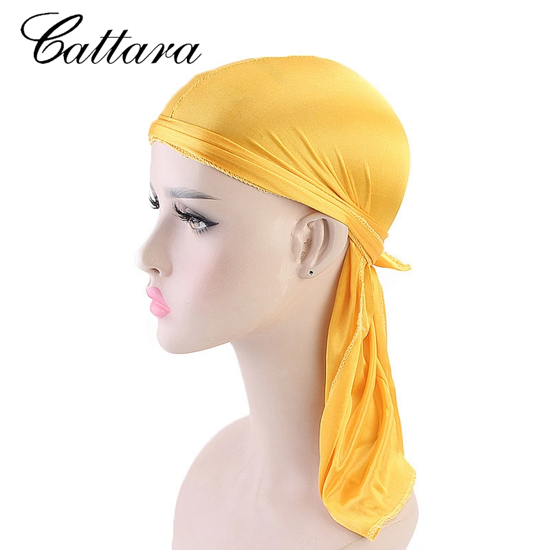 European And American Hot Models For Men And Women Imitation Silk Long Tail Turban Hat Pirate Hat Silky Durag
