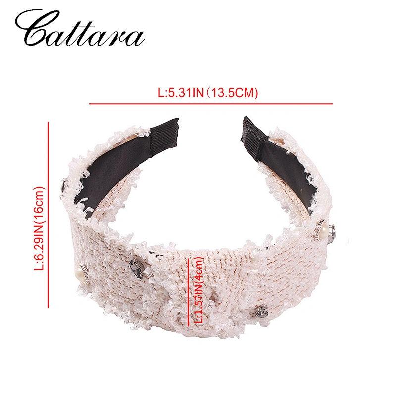 European And American Style Wild Stitching Fabric Wide-Brimmed Headband Knotted Denim Multicolor