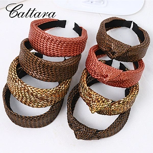 Wide Side Simple Ethnic Raffia Woven Headband