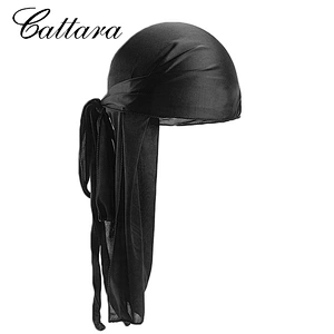 European And American Hot Models For Men And Women Imitation Silk Long Tail Turban Hat Pirate Hat Silky Durag