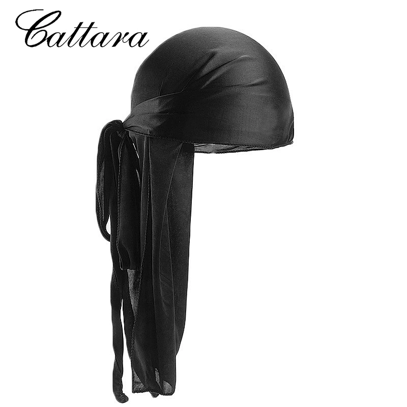 European And American Hot Models For Men And Women Imitation Silk Long Tail Turban Hat Pirate Hat Silky Durag