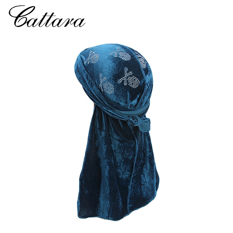 New Skull Head Hot Diamond Gold Velvet Pirate Hat Long Tail Toe Cap Hat Turban Hat Durag
