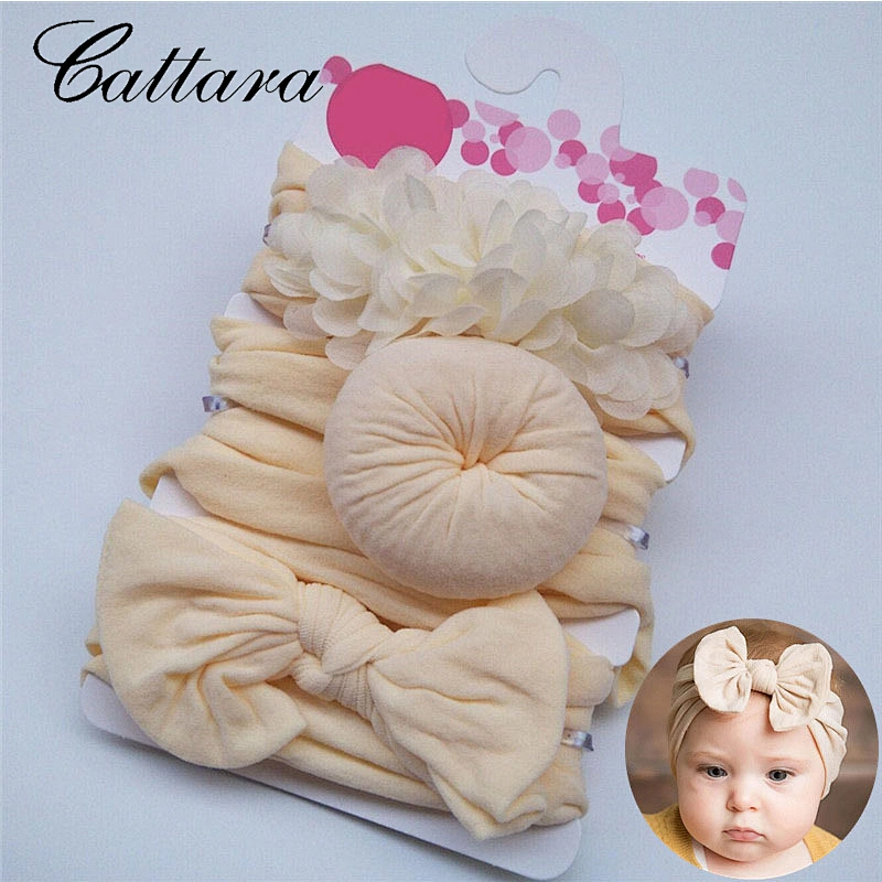 Three-Piece Set Baby Bow Donut Head Band
