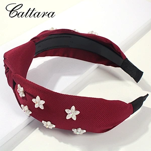 New Solid Color Fabric Headband Fashion Resin Flowers Diamond Wide-Brim Hair Accessories