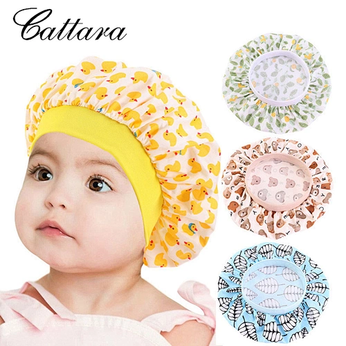 Cotton Printed Children's Wash Hat,Elastic Wide-Brimmed Round Hat,Baby Night Hat