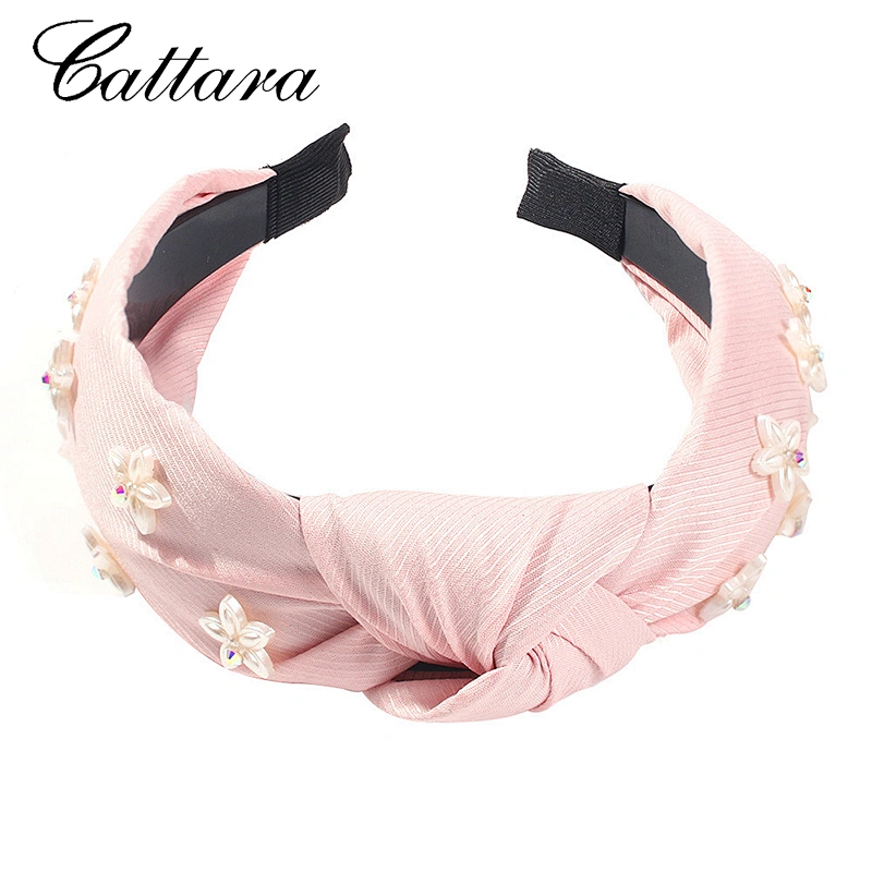 New Solid Color Fabric Headband Fashion Resin Flowers Diamond Wide-Brim Hair Accessories