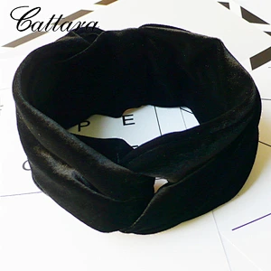 Women's Headband Retro Wide-Brimmed Gold Velvet Cross Headband All-Match Solid Color Headband
