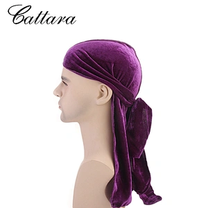 Gold Velvet Long Tail Braid Pirate Hat Turban Hat Muslim Hat