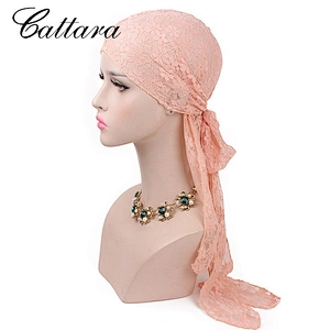 European And American Popular Headdress Ladies Lace Long Tail Braid  Hat Lace Durag