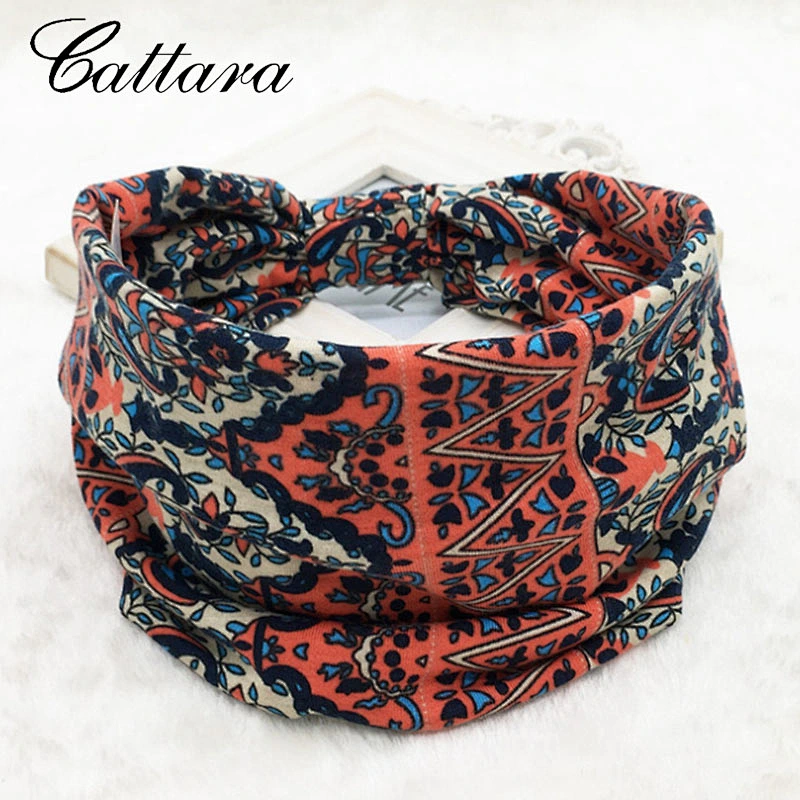 Bohemian Popular Sports Yoga Headband Sweat-Absorbent Stretch Cotton Extra-Wide Knotted Multicolor Hair Accessories