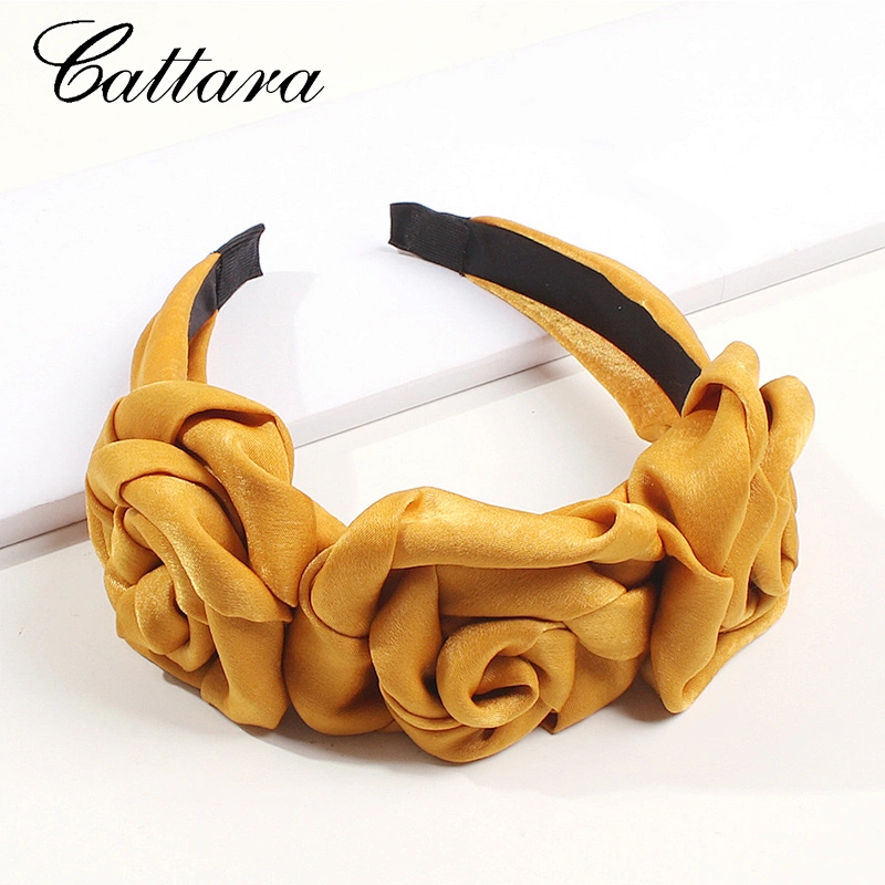 Fashion Women Satin Flower Silk Wreath Hair Band Solid Color Cross Knot Hair Accessories For Women