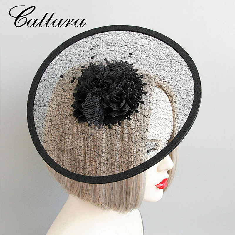 Black Exaggerated Mesh Flower Top Hat