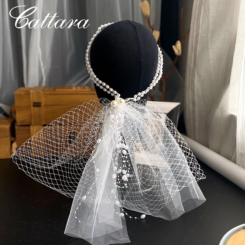 Bride Pearl Veil Mesh Belt Hair Accessories