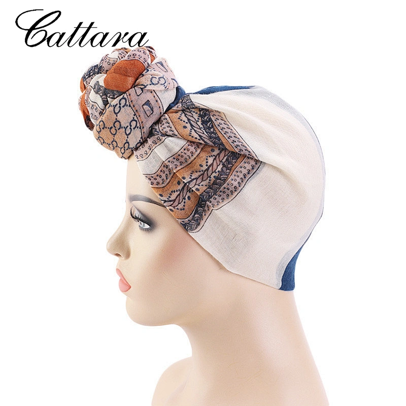New Ethnic Style Head Wrap Scarf Hat Knotted Ball Head Scarf Cap Cotton Head Scarf