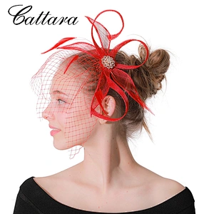 Bridal Mesh Feather Top Hat