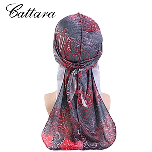New Imitation Silk Amoeba Pattern Long Tail Pirate Hat Turban Hip-Hop Cape