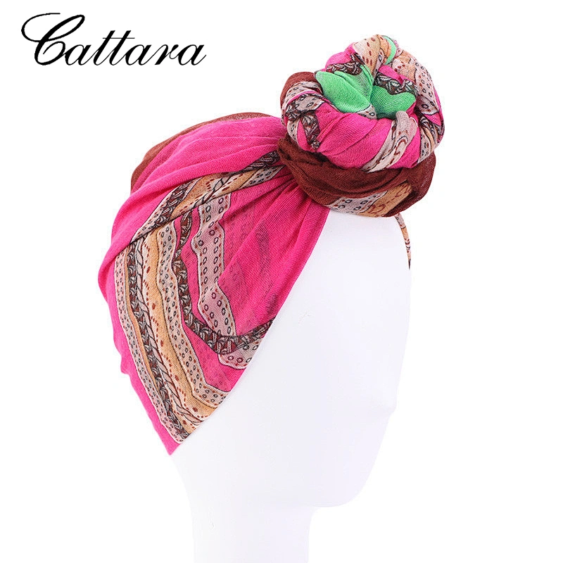 New Ethnic Style Head Wrap Scarf Hat Knotted Ball Head Scarf Cap Cotton Head Scarf