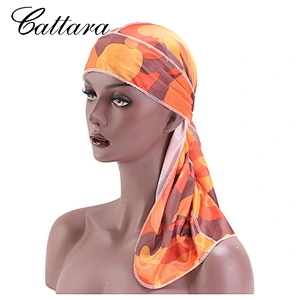 The New Imitation Silk Camouflage Pattern Streamer Pirate Hat Bandage Turban Hat Chemotherapy Hat