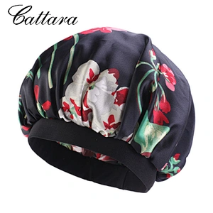 Imitation Silk Printed Night Cap Elastic Wide-Brimmed Round Cap Chemotherapy Cap Perm Cap Hair Loss Cap