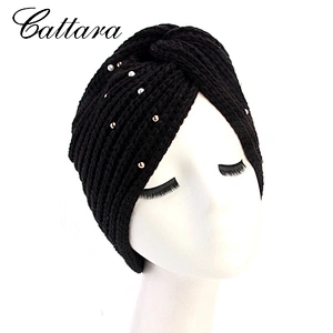 Europe And The United States Popular Starry Bead Wool Twist Hat Indian Hat Winter Warm Turban Hat