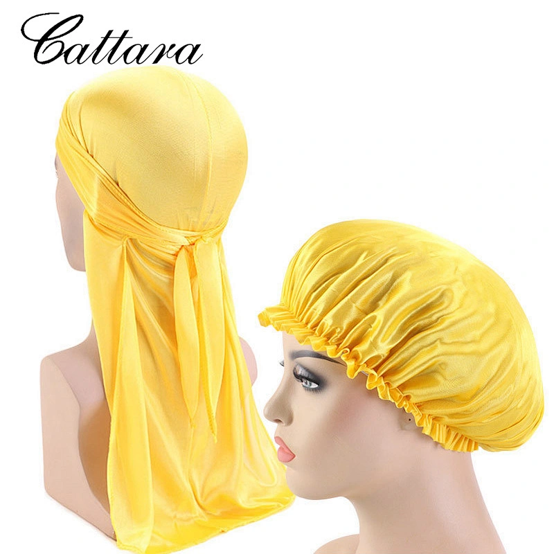 Unisex Durag and Bonnet Long Tail Straps Waves For men and Women Silky Headwrap Turban Hat Comfortable Sleeping Cap