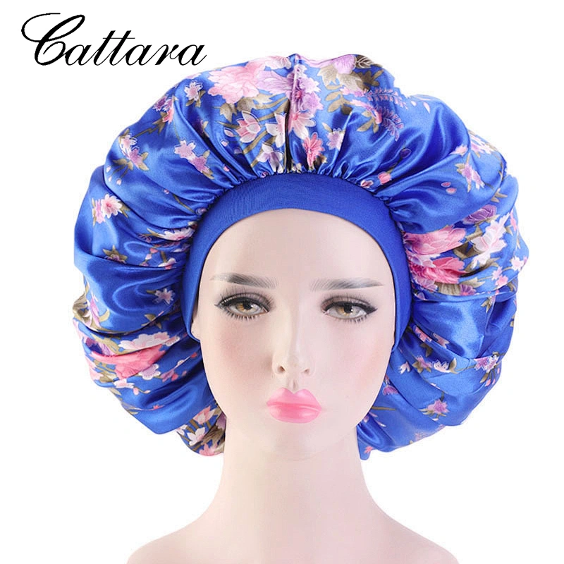 Oversized Stretch Wide-Brimmed Satin Night Cap Chemotherapy Cap Beauty Salon Home Cap Hair Care Cap
