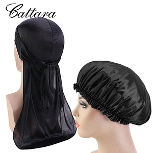 Unisex Durag and Bonnet Long Tail Straps Waves For men and Women Silky Headwrap Turban Hat Comfortable Sleeping Cap