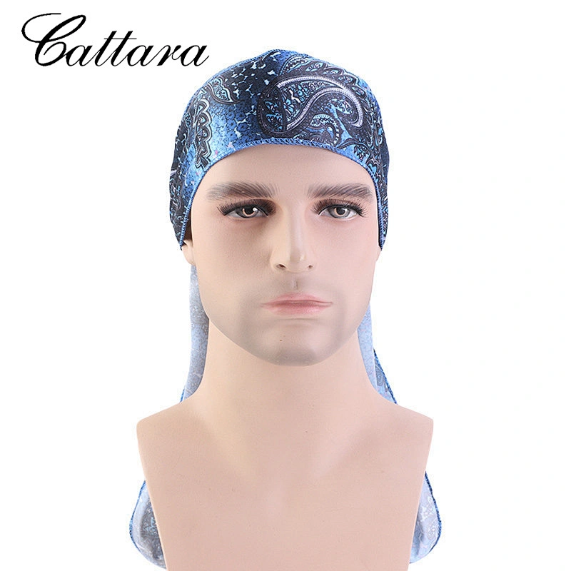 New Imitation Silk Amoeba Pattern Long Tail Pirate Hat Turban Hip-Hop Cape