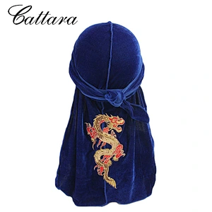 Chinese Dragon Hot-Stamping Flannel Luxury Velvet Long Tail Pirate Hat Strapping Toe Cap Cloak Cap
