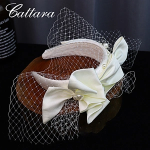 Vintage Champagne Mesh Bow Headband