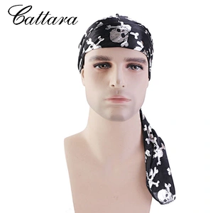 New Arrival Designer Skull Pattern Gold Durag 360 Unisex Durag Headwrap Turban Bandana Cap Wholesale Durag For Men