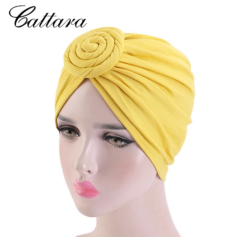 New Style Bamboo Fiber Disc Flower Headscarf Hat Knotted Chemotherapy Hat