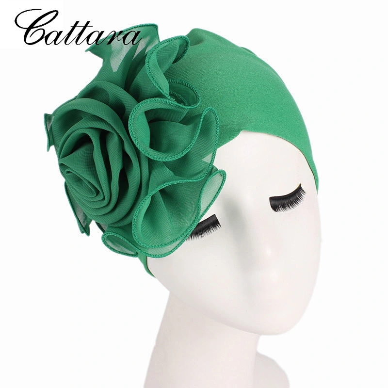 New Style Side Big Flower Bamboo Fiber Stretch Headscarf Hat,Ladies Elegant Fashion Hat,Chemotherapy Hat