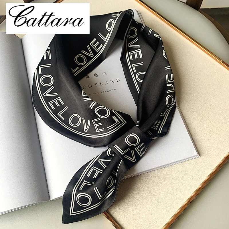 Spring and Autumn New Fashion Western English Letter Ribbon Silk Scarf