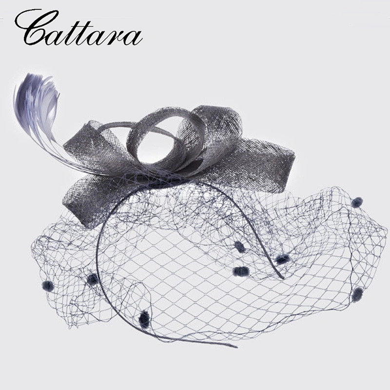 Bridal Feather Fascinator Birdcage Veil
