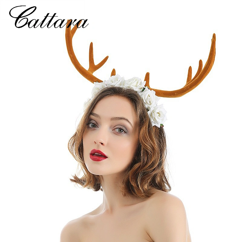 European and American Halloween Elk Antlers Velvet Rose Headband