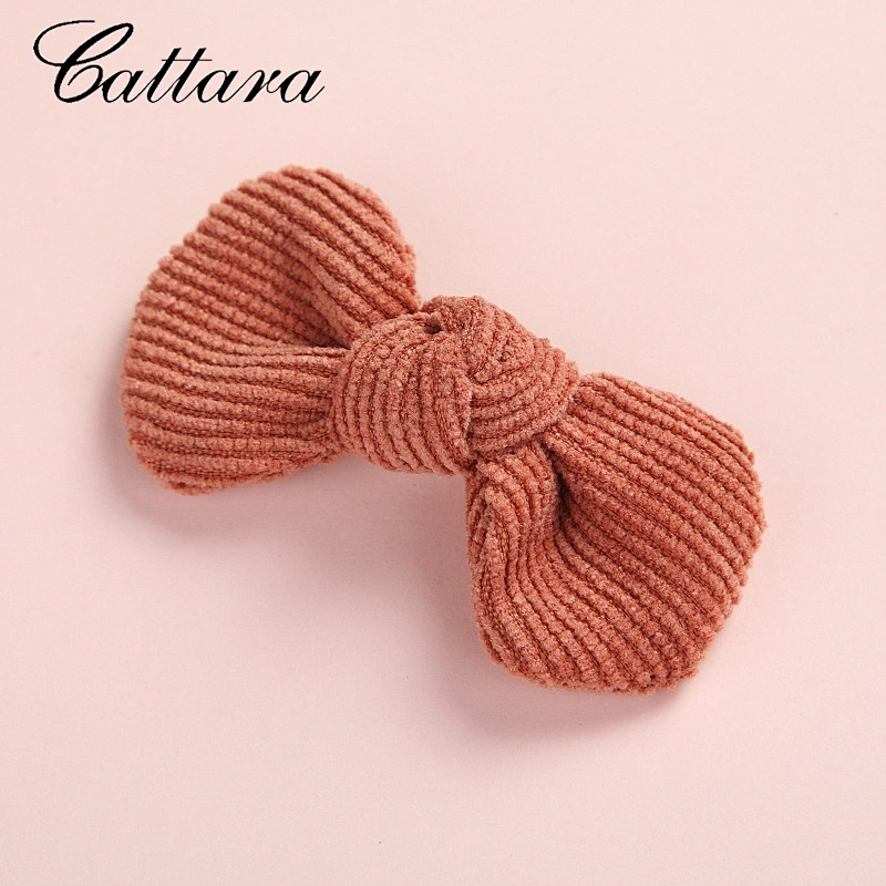 Super Cute Children'S Bow Hairpin Corduroy Round Girl Hair Accessory