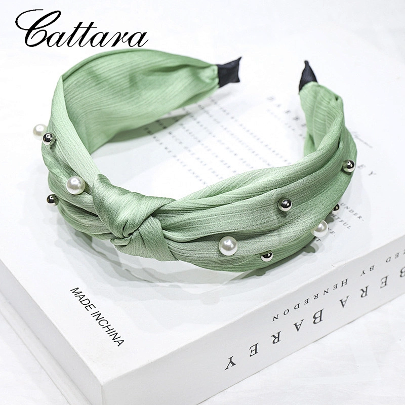 Satin Knot Hairband With Pearl