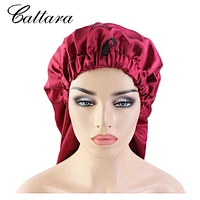 European And American Popular Satin Elastic Buckle Long Hair Care Cap