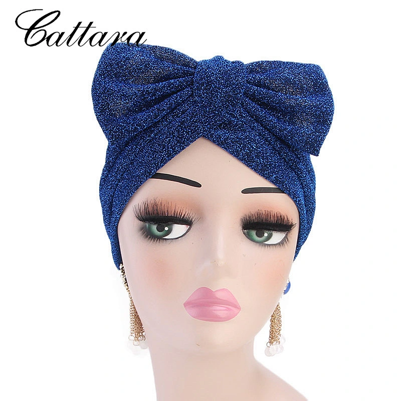 European And American Popular New Style Bright Silk Bowknot Turban Hat National Hat Fashion Hat