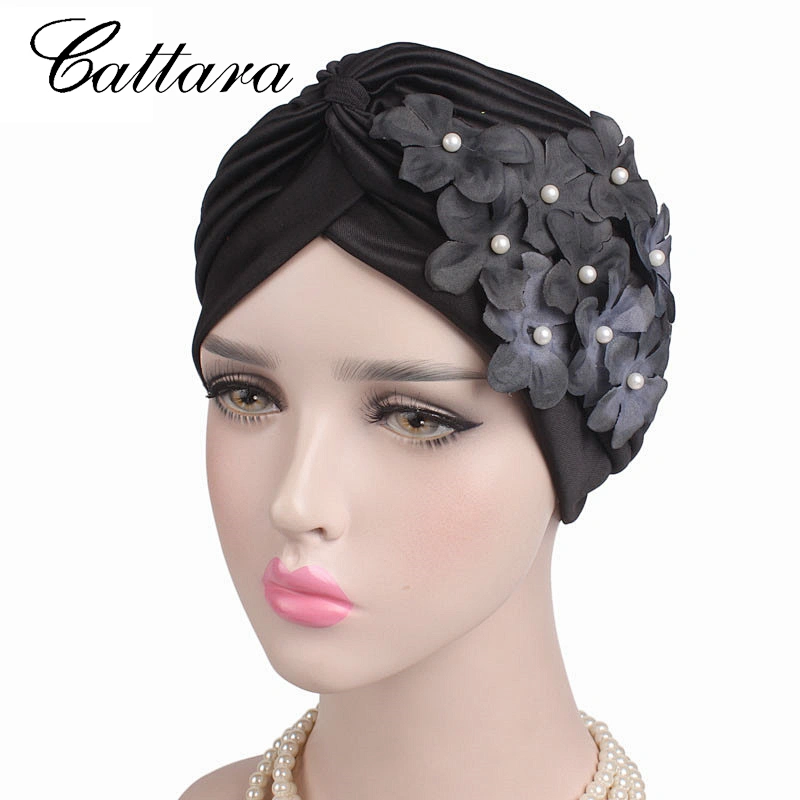 New Plum Blossom Bead Flower Turban Hat