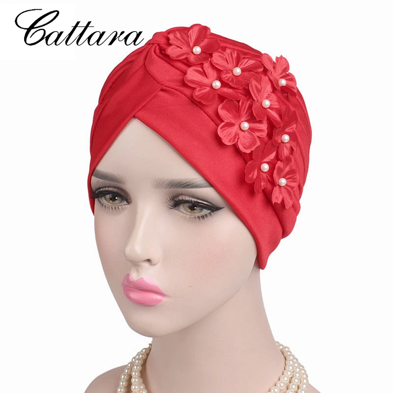 New Plum Blossom Bead Flower Turban Hat