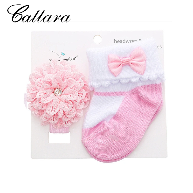 Pure Color Cartoon European And American Children'S Socks And Hair Band Set