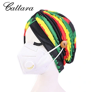 Anti-Leaf Hair Band Color Printing Turban Cap Mask Hat