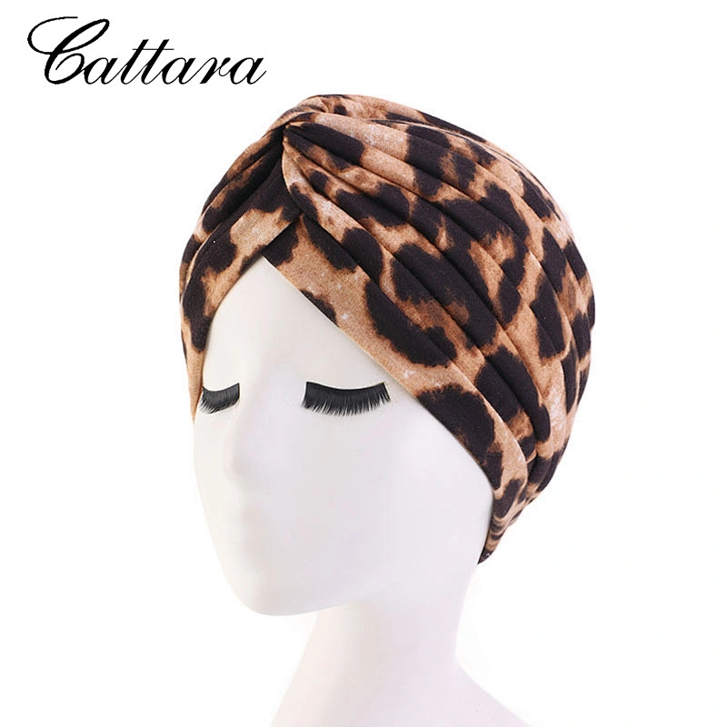 Cotton Pleated Print Turban Hat