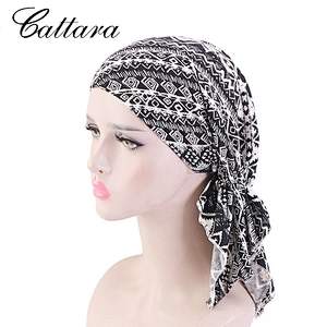 Stretch Cotton Print Headscarf Hat Tricorne Hat Braid Toe Cap Female Pirate Hat