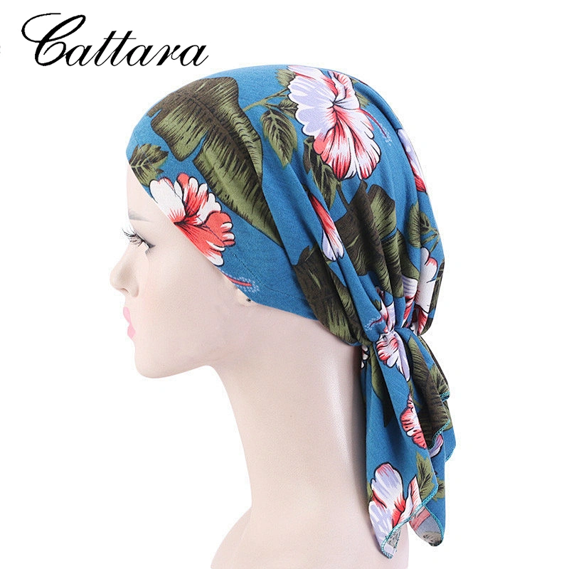 Stretch Cotton Print Headscarf Hat Tricorne Hat Braid Toe Cap Female Pirate Hat