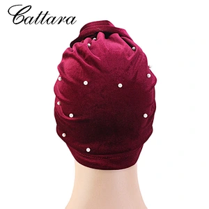 Velvet Pan Flower Ethnic Turban All-Match Hat