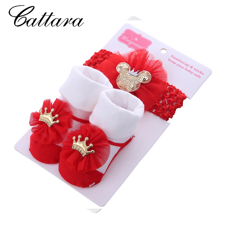 European And AmericanBaby Bow Lace SocksHair Band Set
